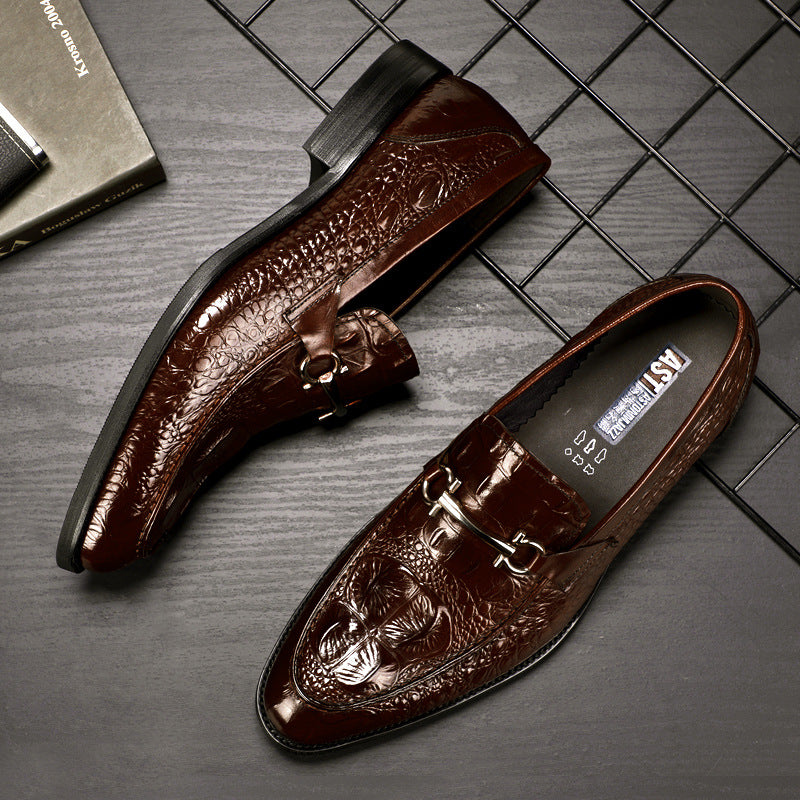 Men's Pattern Cowhide British Business Dress Pumps Leather Shoes