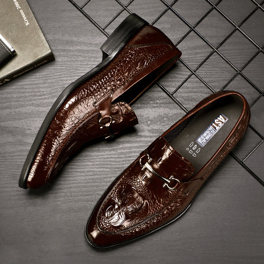 Men's Pattern Cowhide British Business Dress Pumps Leather Shoes