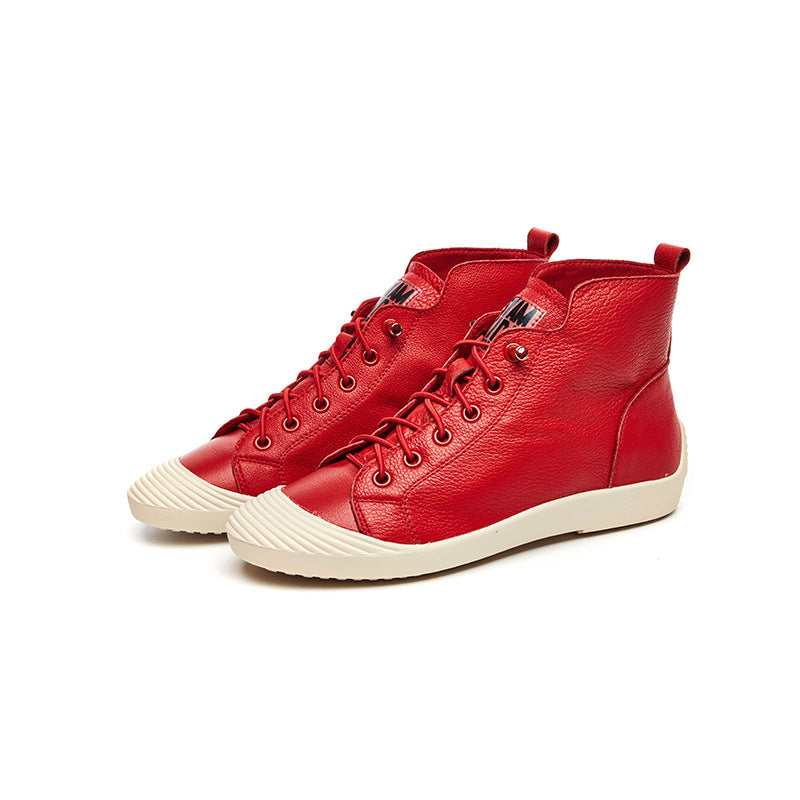 Women's High Top Short Flat Shell Toe Pumps Four Boots