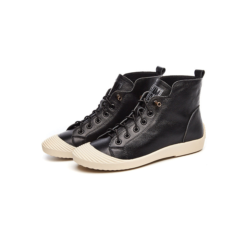 Women's High Top Short Flat Shell Toe Pumps Four Boots