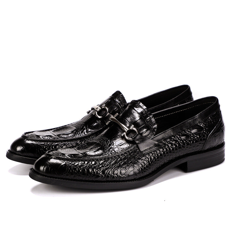 Men's Pattern Cowhide British Business Dress Pumps Leather Shoes