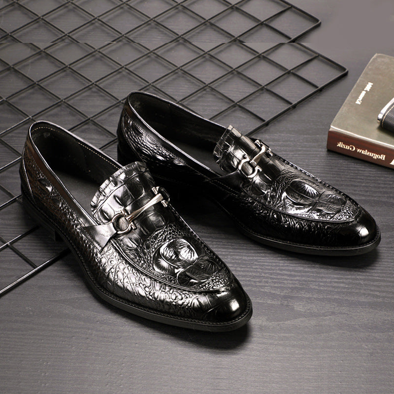 Men's Pattern Cowhide British Business Dress Pumps Leather Shoes