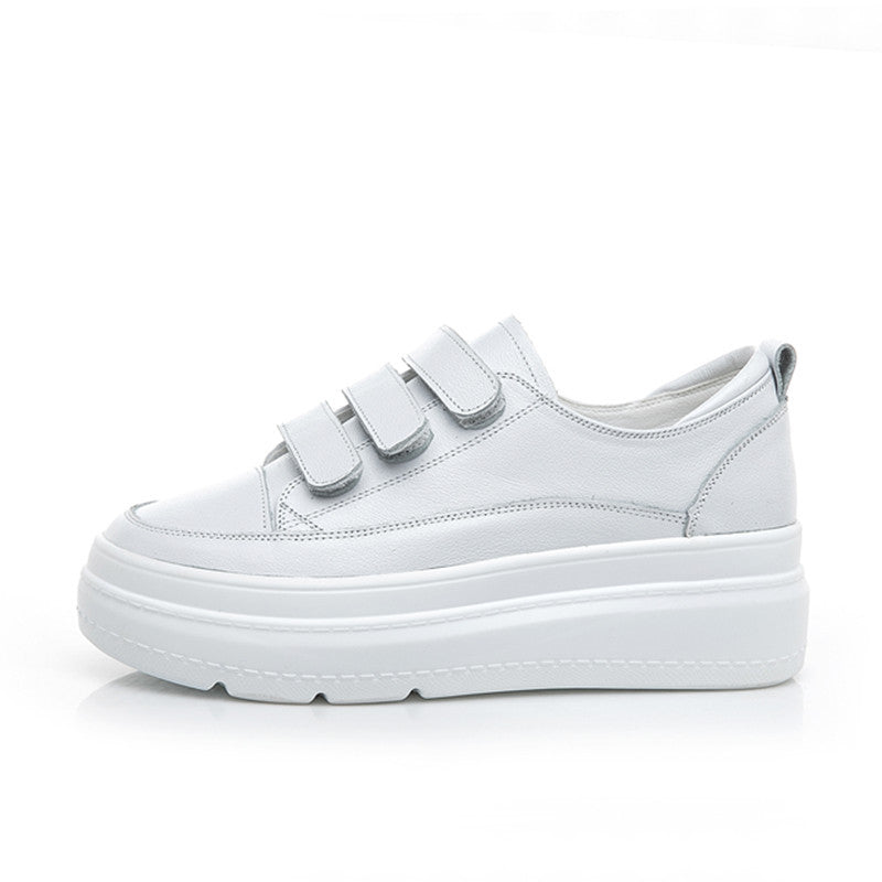 Women's Velcro White Korean Style Comfortable Height Women's Casual Shoes