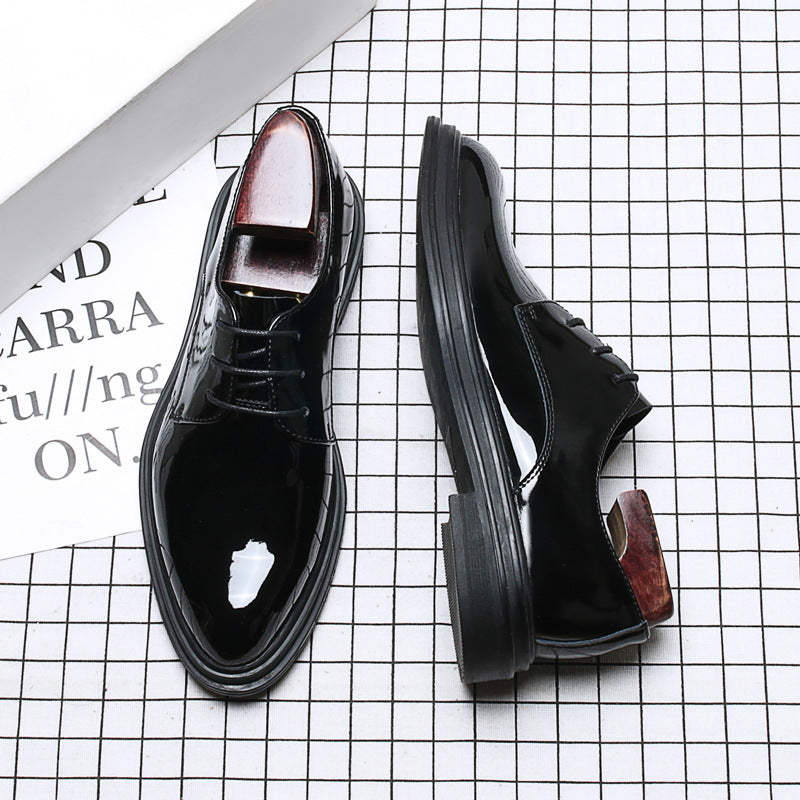 Men's Genuine Dress Trendy Glossy Pointed Toe Patent Comfortable Leather Shoes