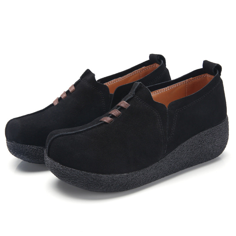 Women's Chunky Platform Height Increasing Rocking Korean Heels