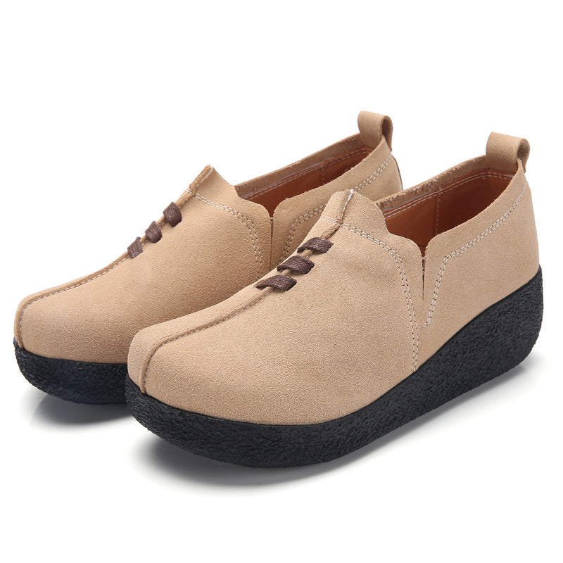 Women's Chunky Platform Height Increasing Rocking Korean Heels
