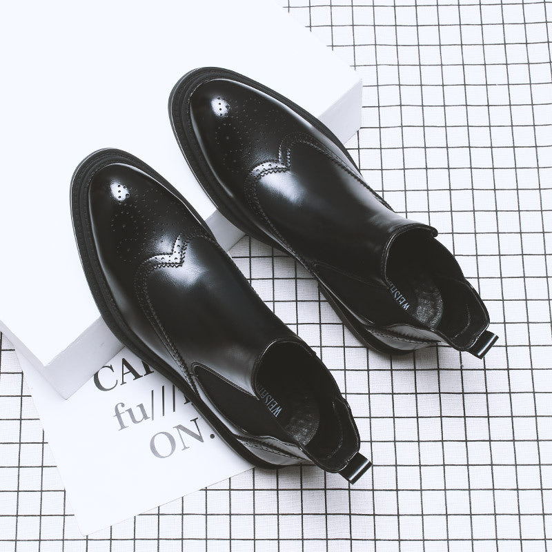 Men's Formal Wear Comfortable Brogue Sleeve Carved Boots