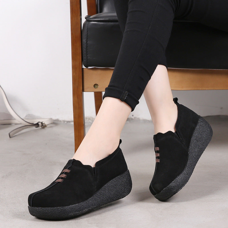Women's Chunky Platform Height Increasing Rocking Korean Heels