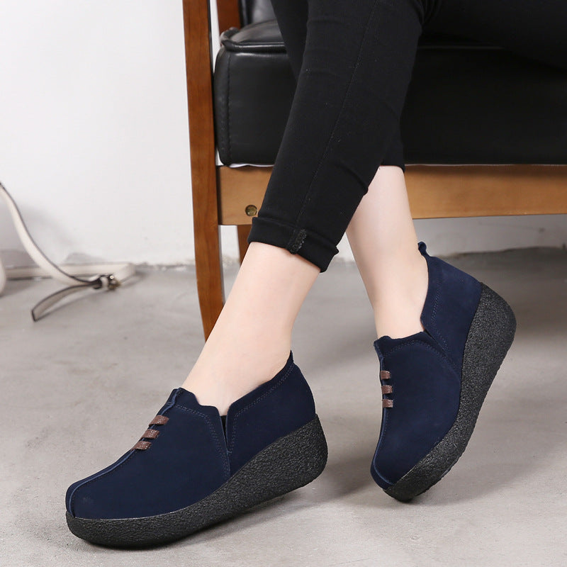 Women's Chunky Platform Height Increasing Rocking Korean Heels