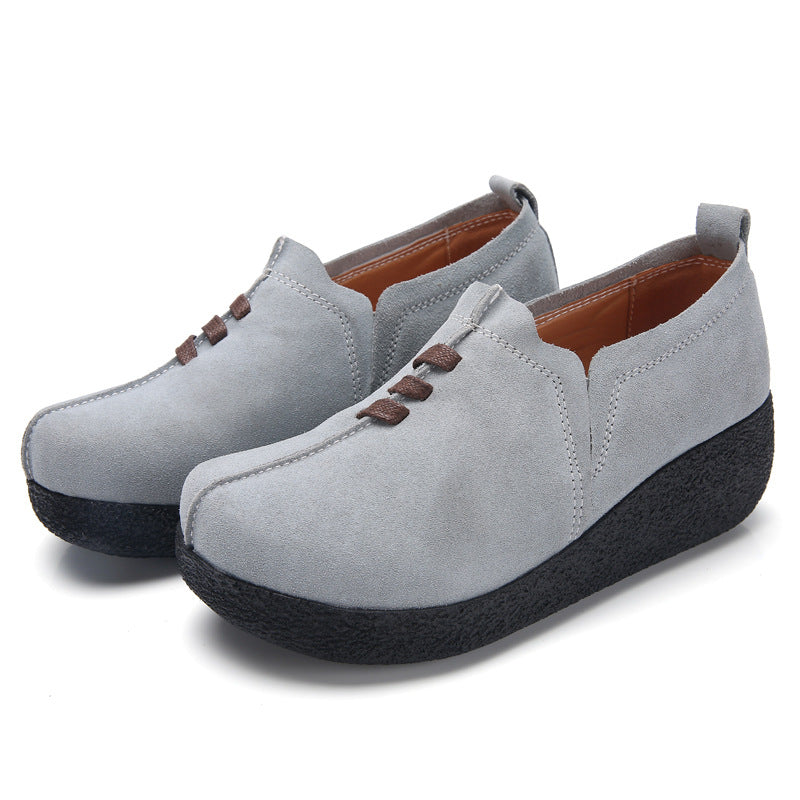Women's Chunky Platform Height Increasing Rocking Korean Heels