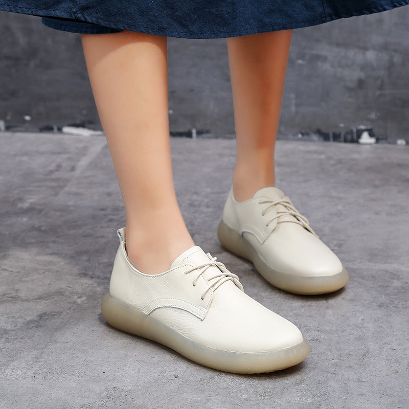 Women's Style White Versatile Single-layer Genuine Lace Casual Shoes