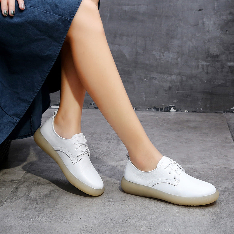 Women's Style White Versatile Single-layer Genuine Lace Casual Shoes