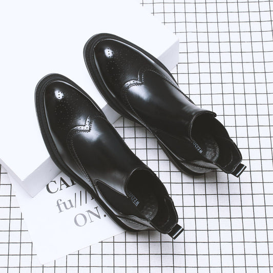Men's Formal Wear Comfortable Brogue Sleeve Carved Boots