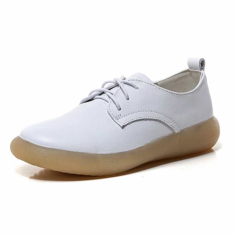 Women's Style White Versatile Single-layer Genuine Lace Casual Shoes