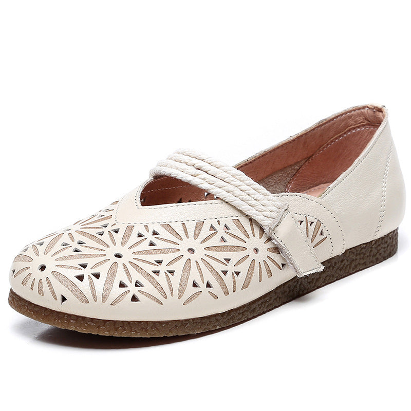 Artistic Style Retro Mori Hole Velcro Sandals