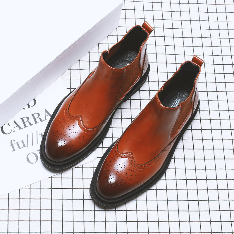 Men's Formal Wear Comfortable Brogue Sleeve Carved Boots
