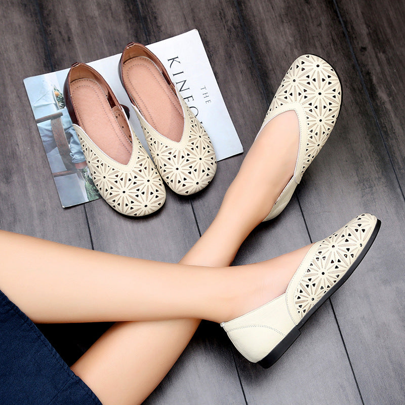 Women's Hollow Out Hole Flat Breathable Mori Artistic Sandals