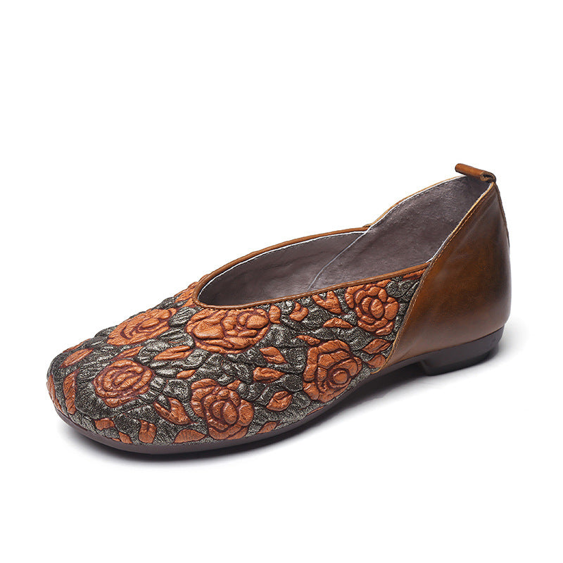 Women's Autumn Ethnic Style Authentic Low Round Casual Shoes
