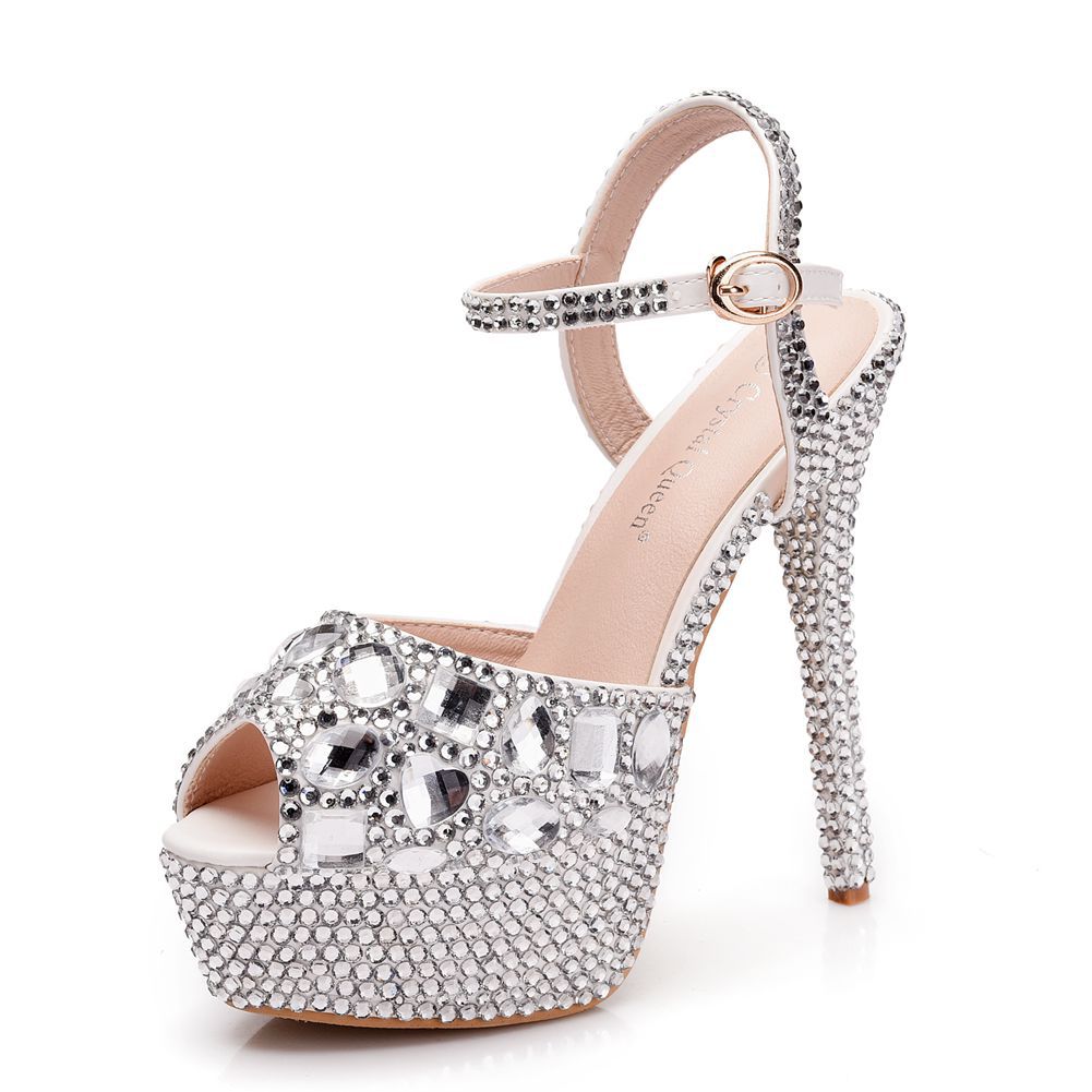 Stiletto Rhinestone Wedding Bridal Colorful Crystals Crystal Sandals