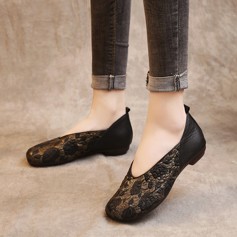 Women's Autumn Ethnic Style Authentic Low Round Casual Shoes