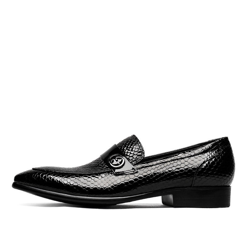 Men's Black Green Trendy Slip-on Wedding Business Casual Shoes