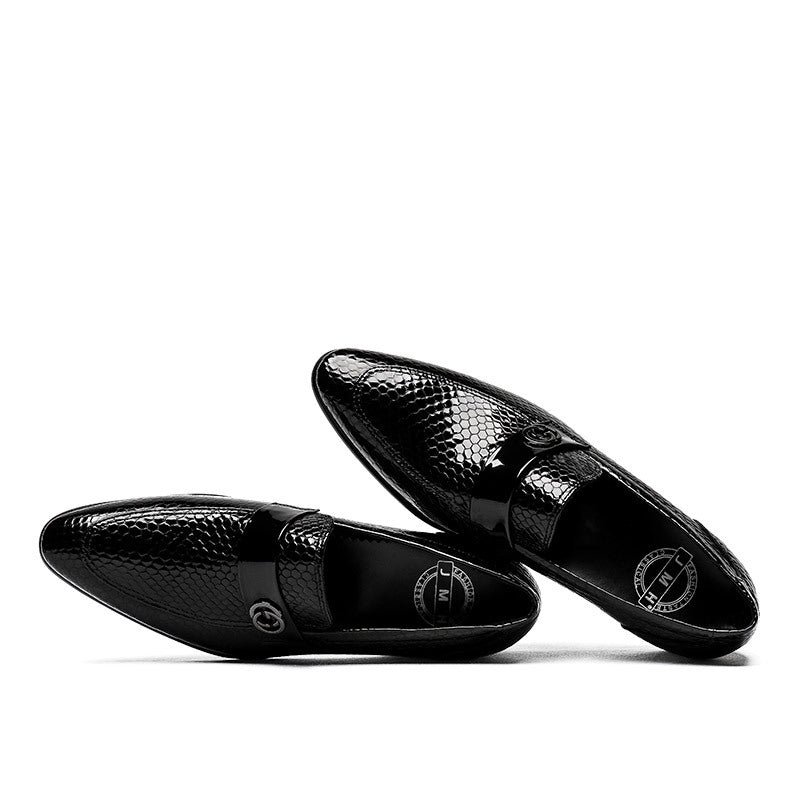 Men's Black Green Trendy Slip-on Wedding Business Casual Shoes