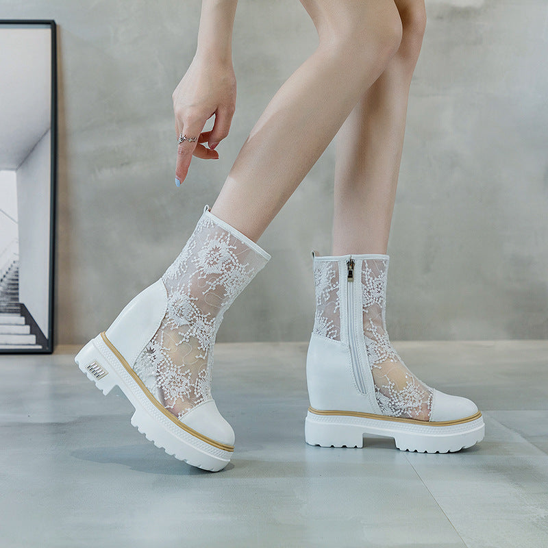 Women's Mesh Summer Thin Breathable Hollow Height Sandals