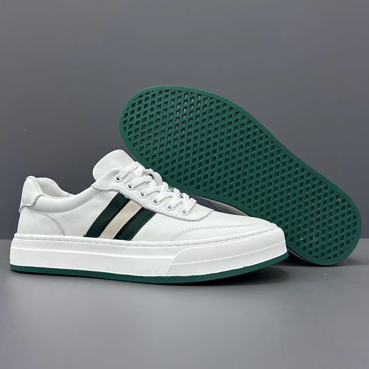 Men's Korean Fashion Type Trendy White Low Sneakers