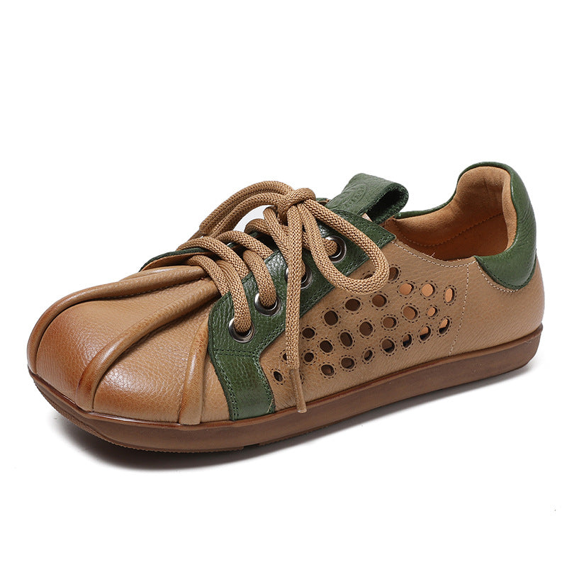 Women's Spring Retro Ethnic Style Color Matching Flat Mom Loafers