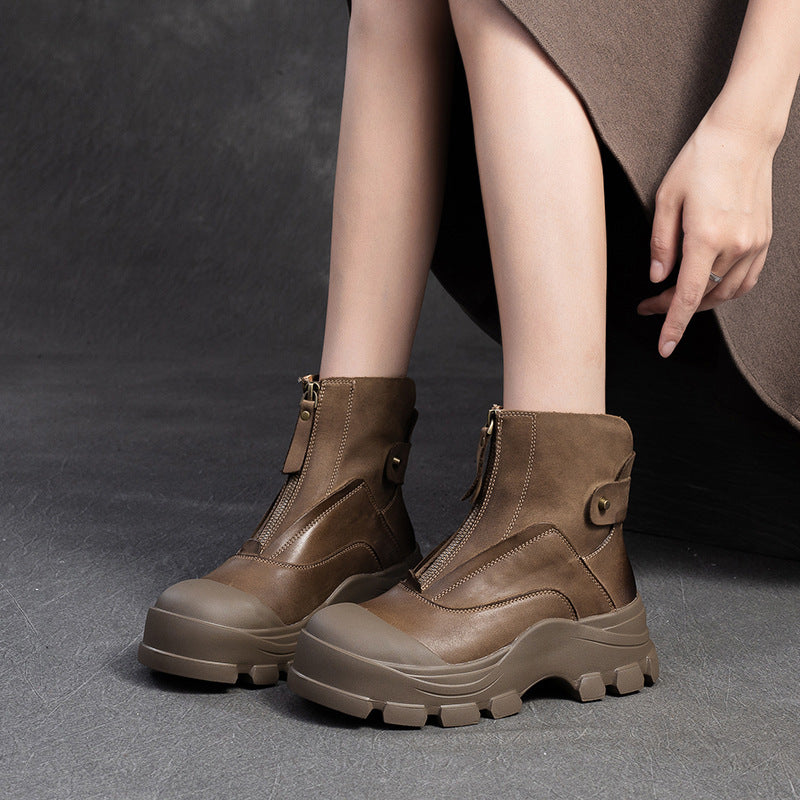 Women's First Layer Cowhide Platform Knight Fashion Boots