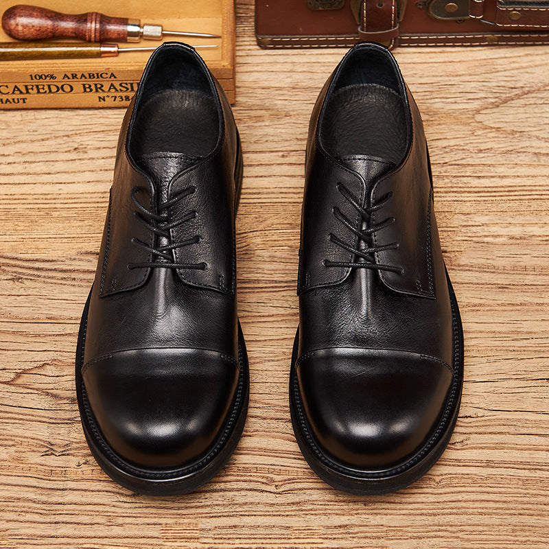 Men's British Summer Thin Business Handmade Black Leather Shoes