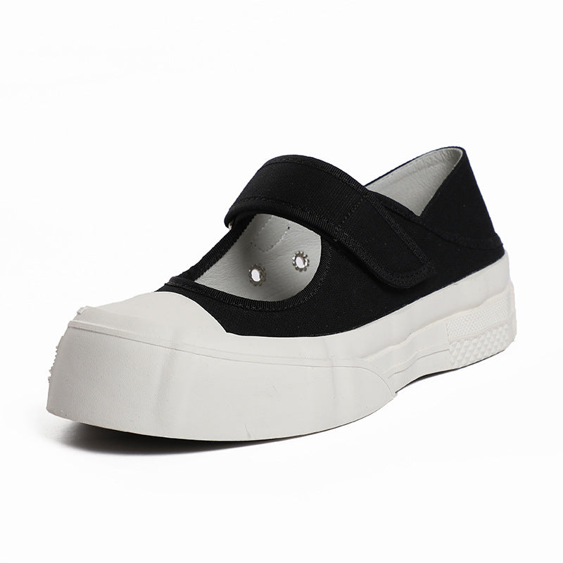 Women's Velcro White Board Mary Jane Large Small Canvas Shoes