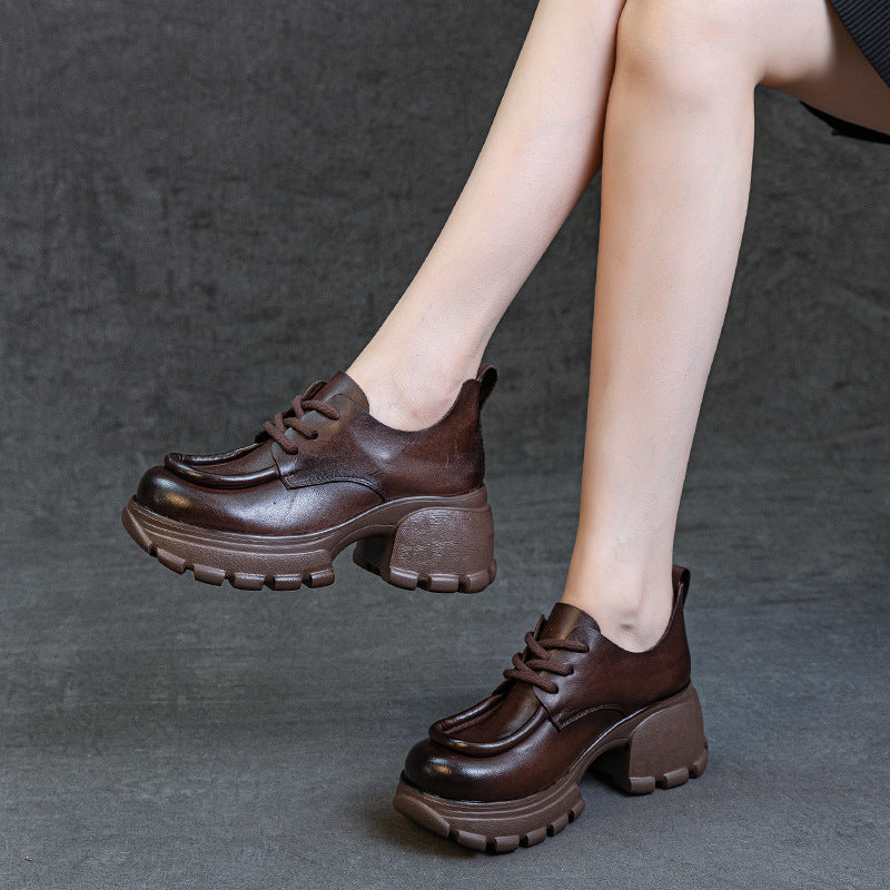 Women's Autumn Chunky Soft Back Thick Genuine Casual Shoes