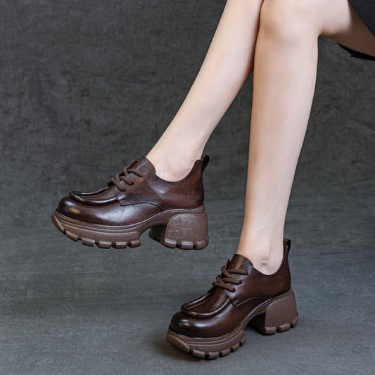 Women's Autumn Chunky Soft Back Thick Genuine Casual Shoes