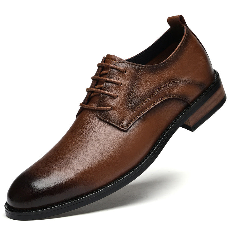 Men's First Layer Cowhide British Round Head Brushed Casual Shoes