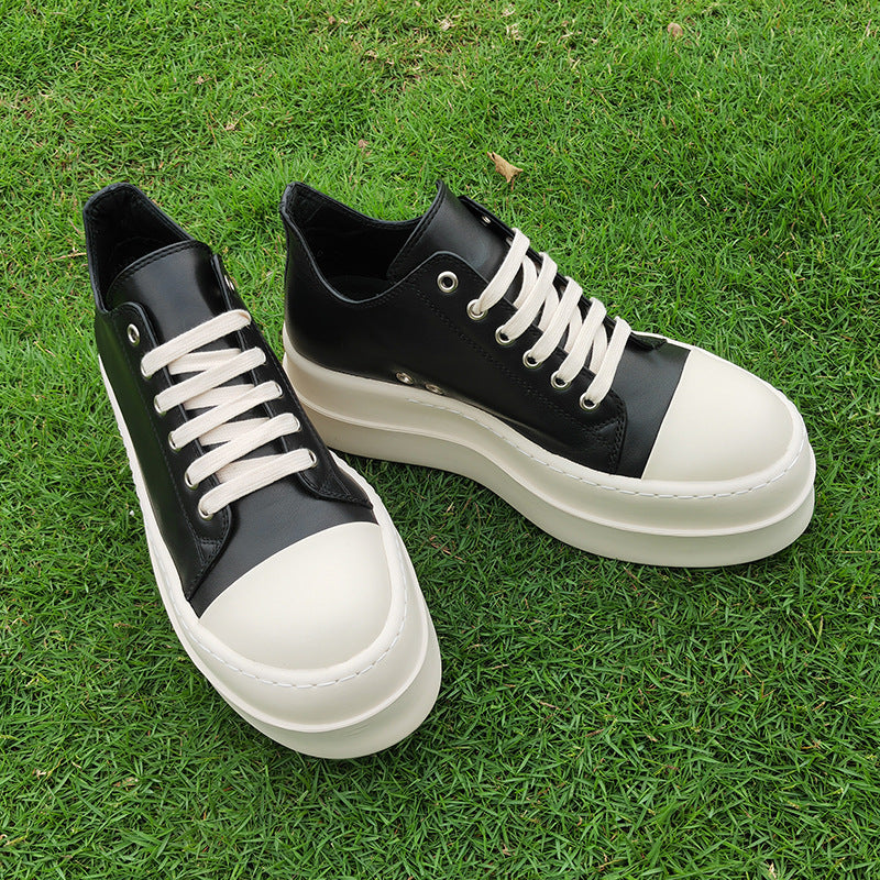 Men's Low Top Layer Cowhide Pumps Shallow Casual Shoes