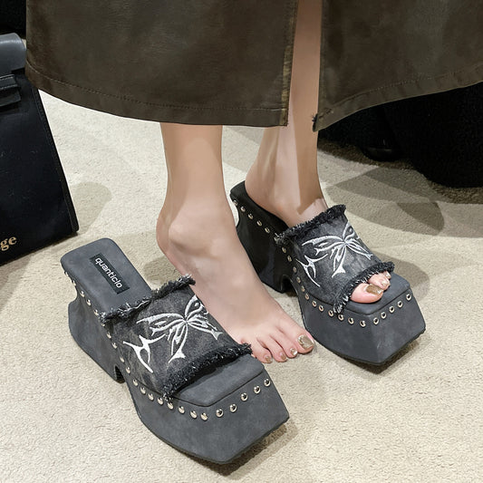 Women's Fashion Korean Style High Platform Wedge Slippers