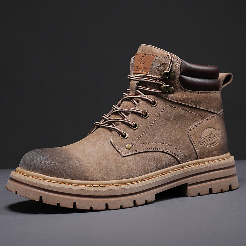 Men's With Fleece Lining Thickened Worker Versatile Fashion British Boots