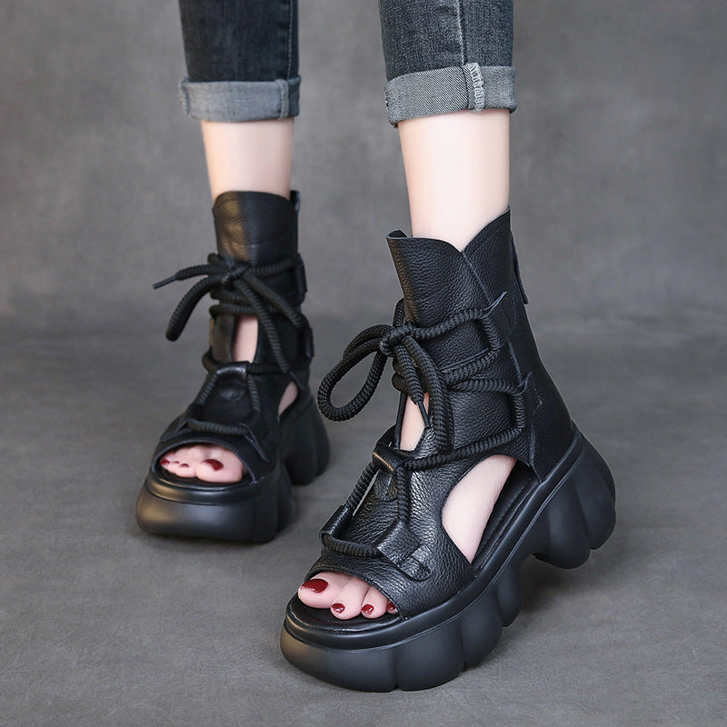Women's Platform Roman Open Toe Peep Side Sandals
