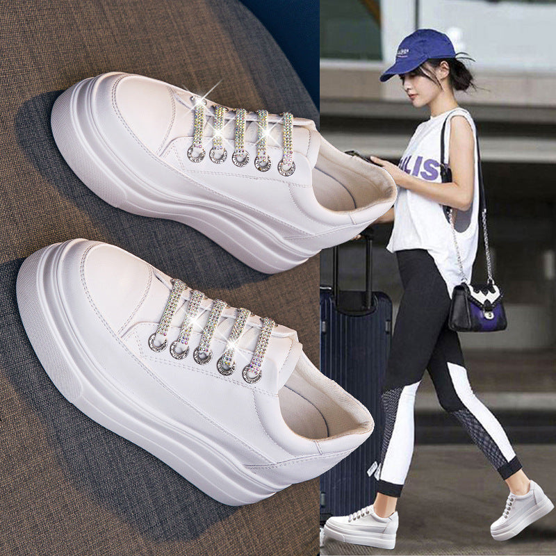 Women's Platform White Spring Small Height Increasing Casual Shoes