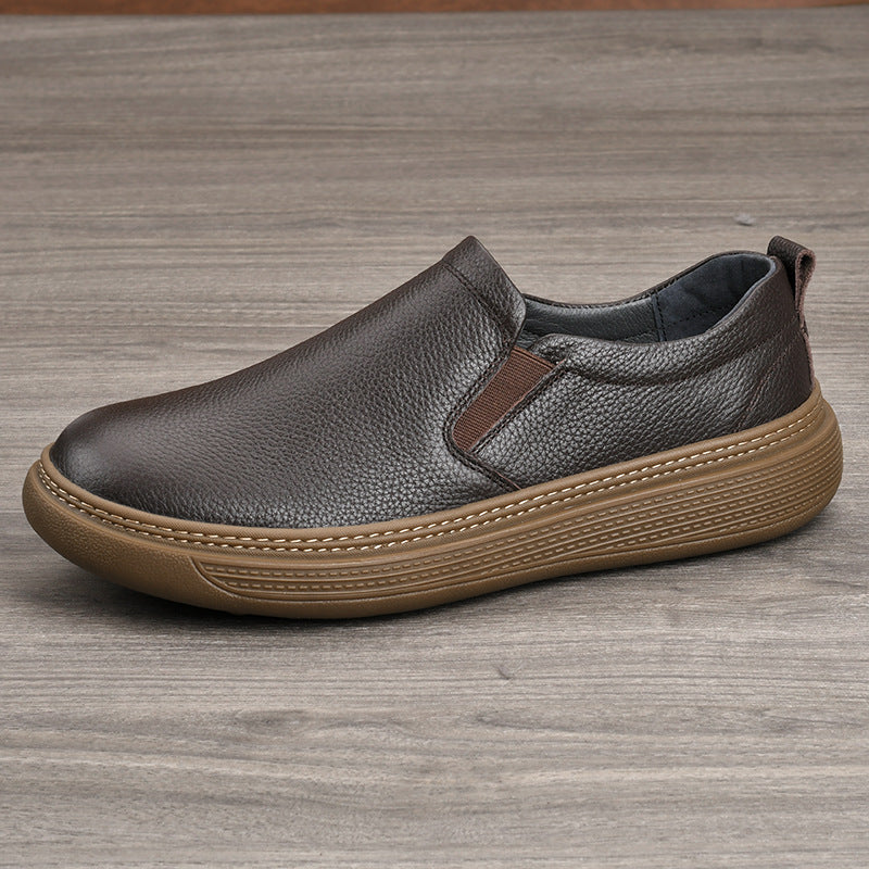 Men's Cowhide Handmade Breathable Soft Bottom Slip-on Leather Shoes