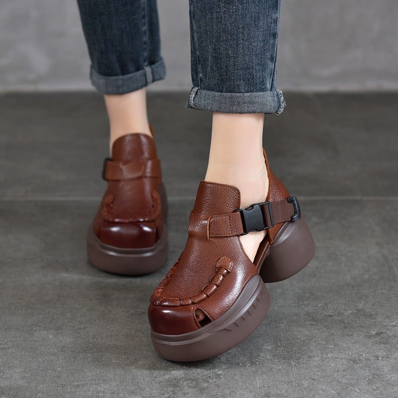 Women's Price Platform Genuine Hollow Roman Top Layer Sandals