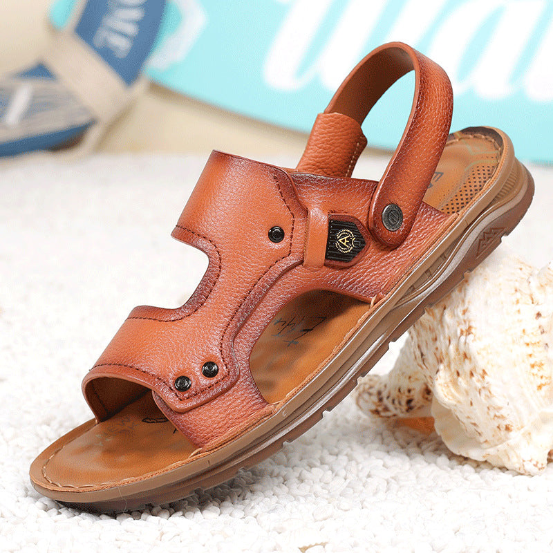 Men's First Layer Cowhide Summer Two-way Beach Sandals