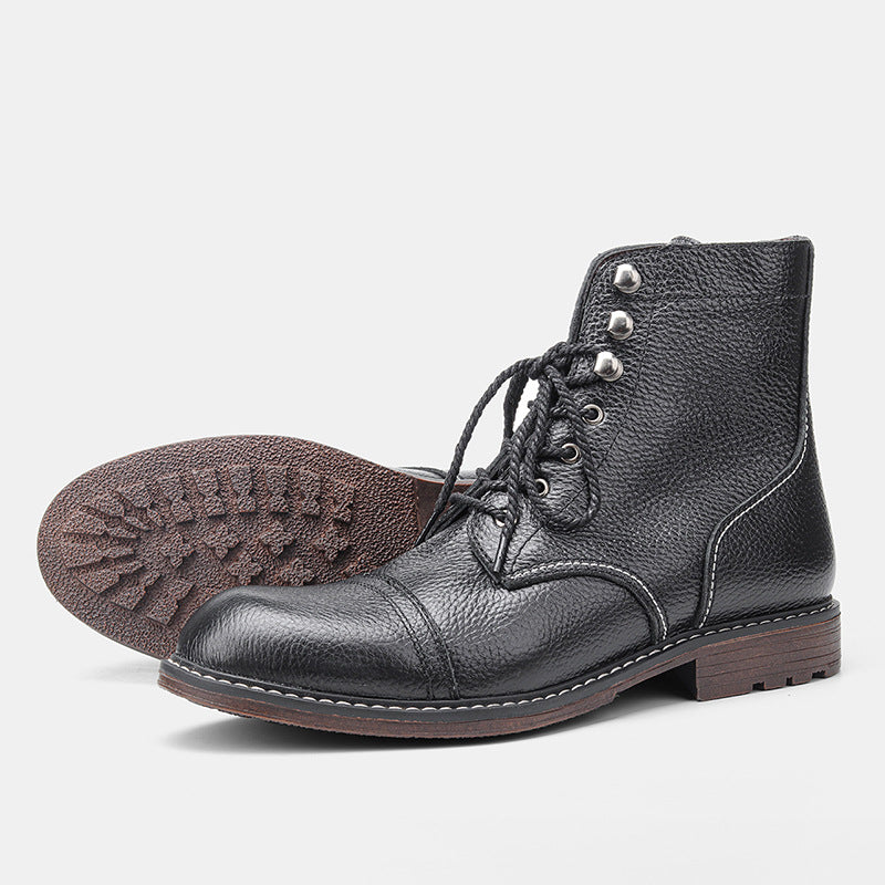 First Layer Cowhide Winter Fleece-lined Martin Boots