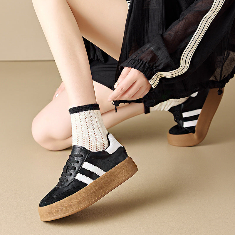 Women's Training Vintage Skateboard Platform Sports White Casual Shoes