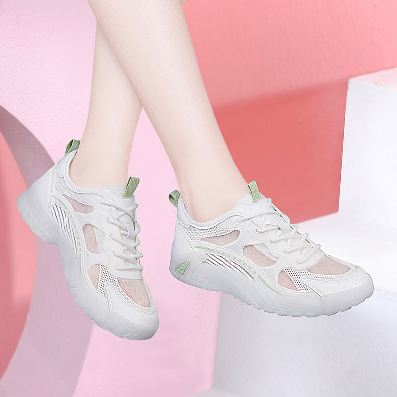 Women's Genuine Clunky For Platform White Summer Canvas Shoes