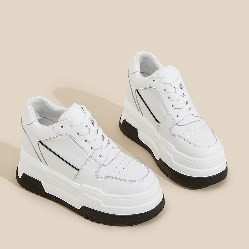 Women's Spring Platform Height Increasing Insole Genuine Pumps Casual Shoes