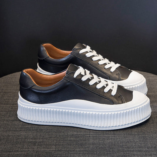 Women's Thick-soled White Autumn Authentic Platform Biscuit Sneakers