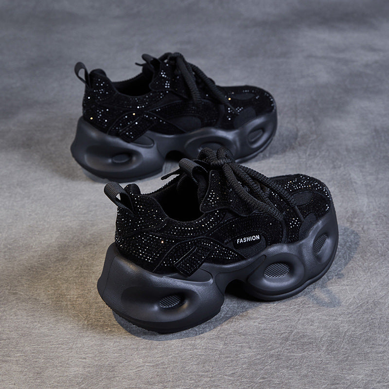 Women's Hot Rhinestone Dad Thick Bottom Small Casual Shoes