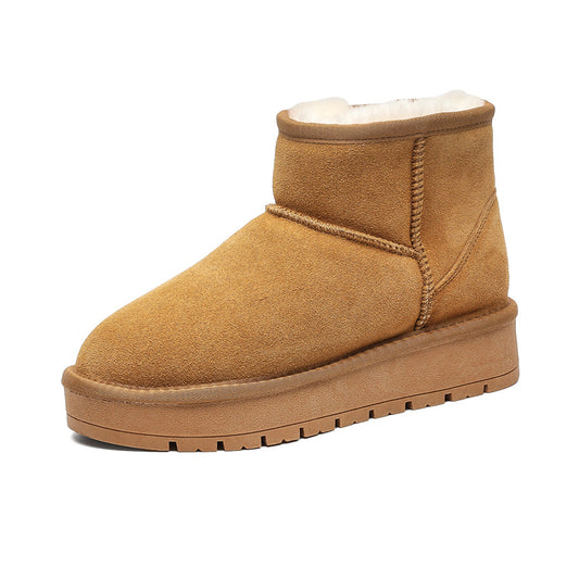 Women's Fur Integrated Platform Short Thick Bread Snow Boots